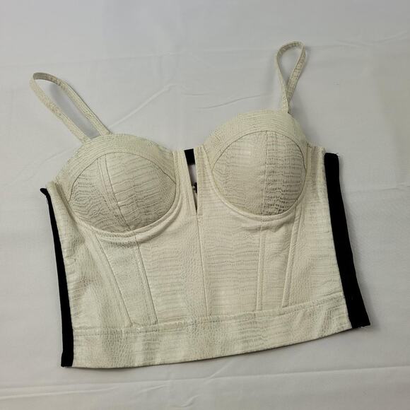 Ivory Textured Faux Leather Corset G by Guess size Medium - Picture 1 of 4